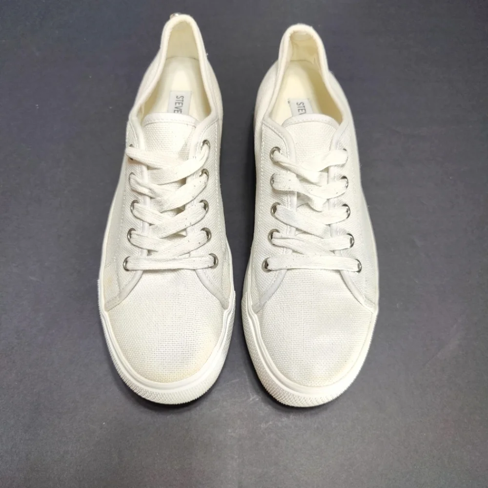 Steve Madden  Elore Off White Light Tan Lace Up Platform Sneaker Women's Shoe 9M